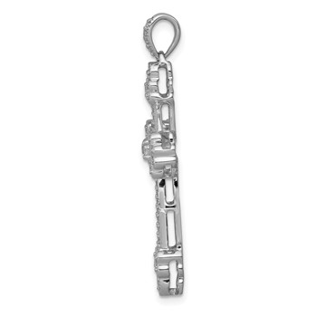 14k White Gold 3/8 carat Diamond Budded Cross Pendant — alternate view