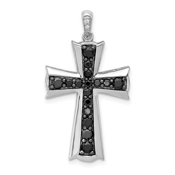 14k White Gold 5/8 carat Black Diamond Cross Pendant