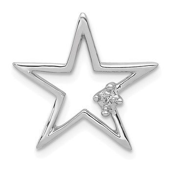 14k White Gold Diamond Star Chain Slide