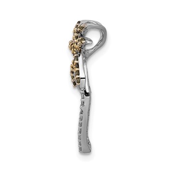 14k White Gold 1/4 carat White and Green Diamond Palm Tree Chain Slide — alternate view