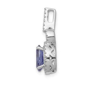 14k White Gold .95 Oval Tanzanite and Diamond Halo Pendant — alternate view