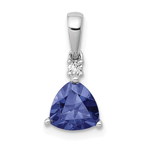 14k White Gold .90 Trillion Cut Tanzanite & Diamond Pendant 14k White Gold .90 Trillion Cut Tanzanite & Diamond Pendant