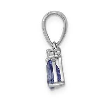 14k White Gold Trillion .72 Tanzanite and Diamond Pendant — alternate view