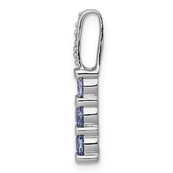 14k White Gold .60 Tanzanite and Diamond 3-Stone Slide Fits up to 2mm Regular/3mm Fancy or Reversible Omega — alternate view