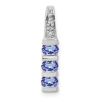 14k White Gold .60 Tanzanite and Diamond 3-Stone Slide Fits up to 2mm Regular/3mm Fancy or Reversible Omega