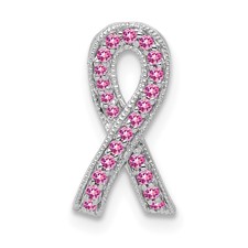 Image of 14k White Gold Pink Sapphire Awareness Ribbon Pendant