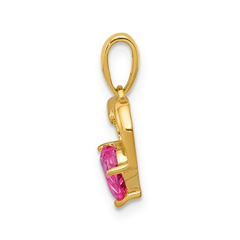14k Lab Created Pink Sapphire and Diamond Heart Pendant — alternate view