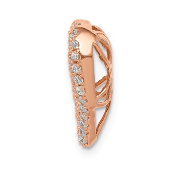 14k Rose Gold Diamond and Pave Pink Sapphire Vintage Heart Chain Slide — alternate view
