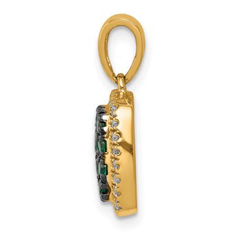 14k Yellow Gold Diamond and .50 Emerald Square Halo Pendant — alternate view