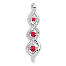 Image of 14k White Gold Diamond and .25 Ruby Twisted 3-stone Chain Slide
