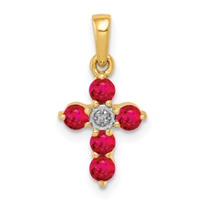 Image of 14k .30 Ruby and Diamond Cross Pendant