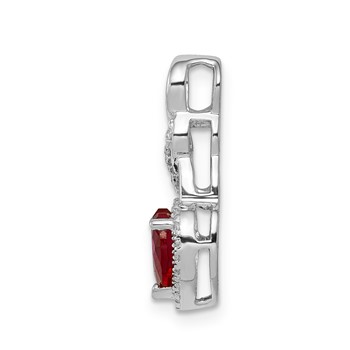 14k White Gold Diamond and Ruby Heart Chain Slide — alternate view