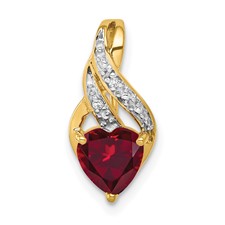 Image of 10k Diamond and Created Ruby Polished Heart Pendant