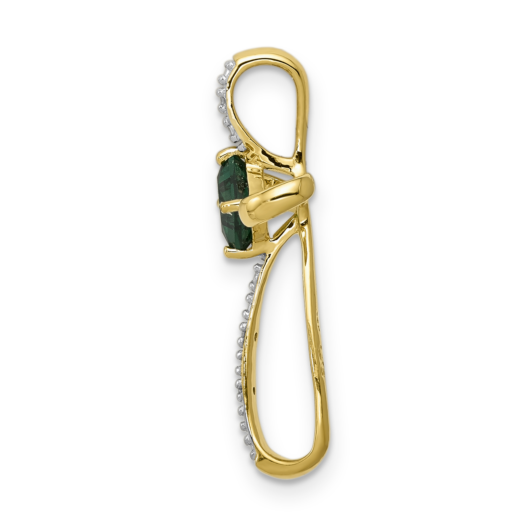 Diamond White Rhodium 4mm Square Pendant Charm Real 10k Yellow Gold 24.6x17.3mm detailed image 2