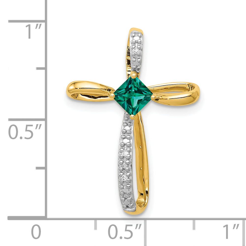 Diamond White Rhodium 4mm Square Pendant Charm Real 10k Yellow Gold 24.6x17.3mm detailed image 3