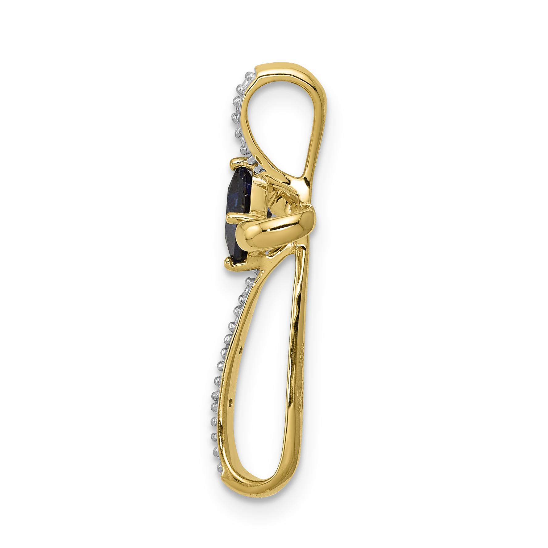 Diamond White Rhodium 4mm Square Pendant Charm Real 10k Yellow Gold 24.6x17.3mm detailed image 2