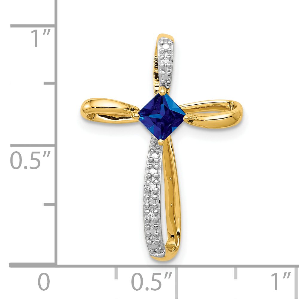 Diamond White Rhodium 4mm Square Pendant Charm Real 10k Yellow Gold 24.6x17.3mm detailed image 3