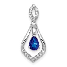 Image of 14k White Gold Diamond and Sapphire Teardrop Dangle Pendant