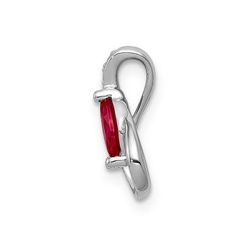 14k White Gold Diamond and .28 Ruby Teardrop Chain Slide — alternate view