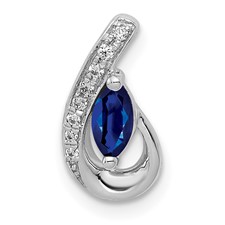 Image of 14k White Gold Diamond and .28 Sapphire Teardrop Slide