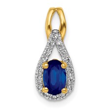 Image of 14k Diamond and Sapphire Teardrop Halo Pendant