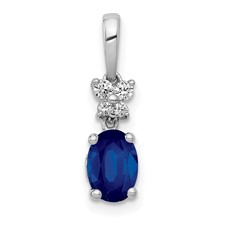 Image of 14k White Gold Diamond and .82 Oval Sapphire Pendant