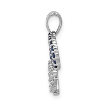 14k White Gold Diamond and Sapphire Double Heart Pendant — alternate view