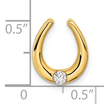 14k Polished 1/15 carat Diamond Fancy Horseshoe Chain Slide — alternate view