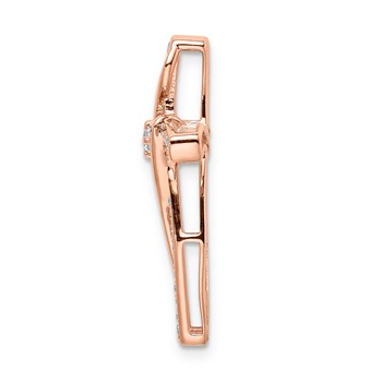 10k Rose Gold Polished Fancy Diamond Cross Chain Slide — alternate view