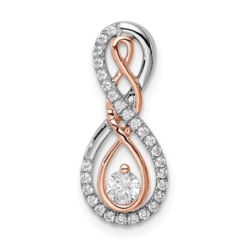 14k Two-tone White and Rose Infinity 1/4 carat Diamond Chain Slide