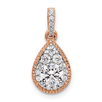 14k Rose Gold 1/2 carat Lab Grown Diamond VS/SI+ G+ Complete Teardrop Dangle Pendant