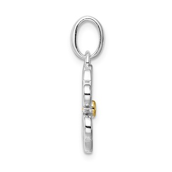 Sterling Silver Rose-plated Diamond Pendant — alternate view