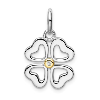 Sterling Silver Rose-plated Diamond Pendant