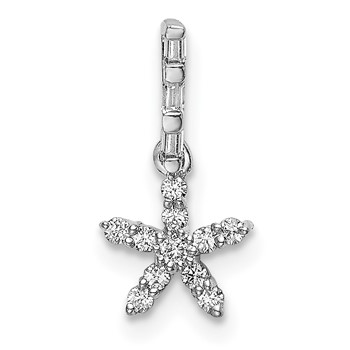 14k White Gold 1/10 carat Diamond Star Pendant