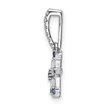 14k White Gold Blue Sapphire and Diamond Star Pendant — alternate view