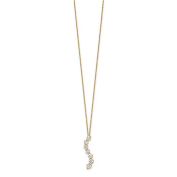 14k Yellow Gold 3/4 carat Lab Grown Diamond VS/SI+ G+ Complete 18 inch Seven Stone Curved Bar Pendant Necklace — alternate view