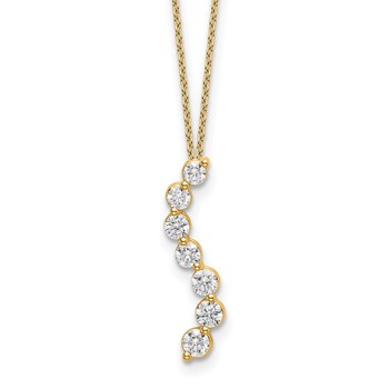 14k Yellow Gold 3/4 carat Lab Grown Diamond VS/SI+ G+ Complete 18 inch Seven Stone Curved Bar Pendant Necklace