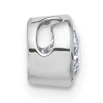 14k White Gold Round Bezel Chain Slide Mounting — alternate view