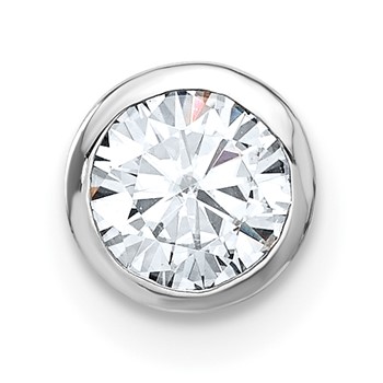 14k White Gold Round Bezel Chain Slide Mounting