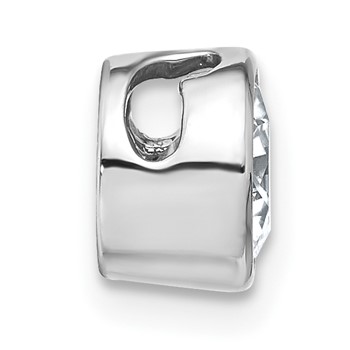 14k White Gold Round Bezel Chain Slide Mounting — alternate view