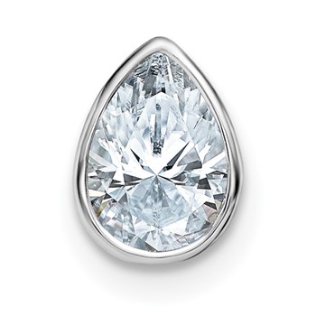 14k White Gold Pear Bezel Chain Slide Mounting