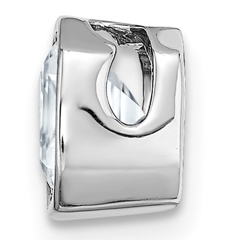 14k White Gold Asscher Bezel Chain Slide Mounting — alternate view