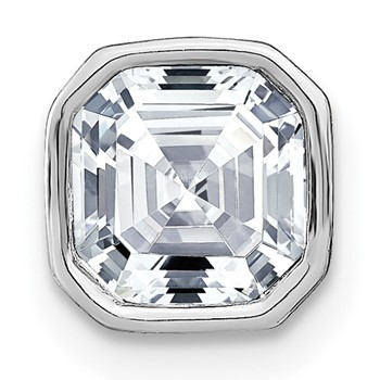 14k White Gold Asscher Bezel Chain Slide Mounting