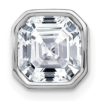 14k White Gold Asscher Bezel Chain Slide Mounting