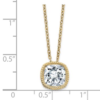14ky Cushion Beaded Bezel 18in Necklace G H I True Light Moissanite — alternate view