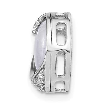 14k White Gold 1/10 carat Diamond and Moonstone Star and Moon Chain Slide — alternate view