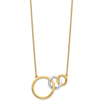 14k Two-tone Polished Triple Interlocked Circles 18 inch Necklace — alternate view