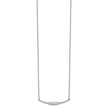 14k White Gold 1/5 carat Diamond Bezel-set Curved Bar 18 inch Necklace — alternate view