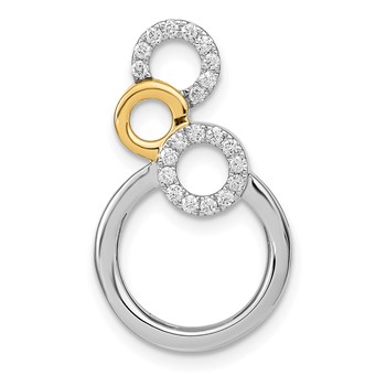 14k Two-tone Polished 1/6 carat Diamond Circles Chain Slide