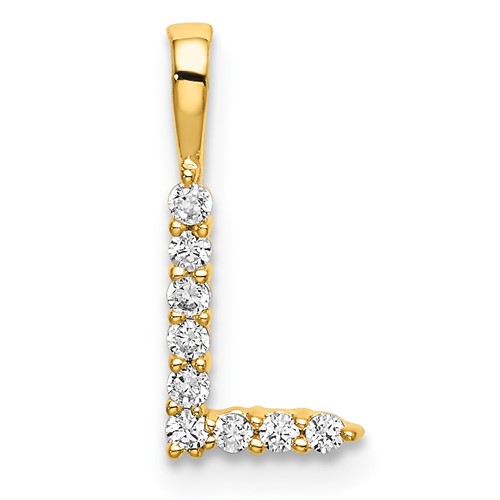 14k 1/10ct Lab Grown Diamond VS/SI+ G+ Complete Letter L Initial Pendant